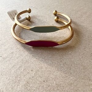 Anthropologie Brass Enamel Pinta Cuff Bracelet Set